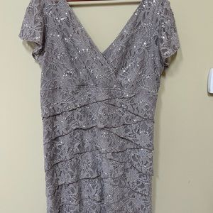 Dress Barn Collection, beige/taupe, size 16, special occasion dress with sequins